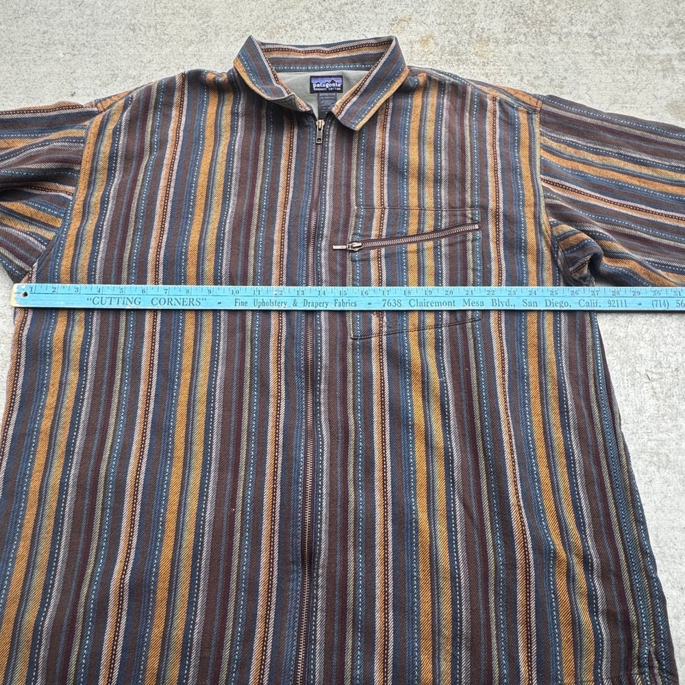 Patagonia Rythm Splitter Full Zip Stripe Shirt Jacket Mens XL Brown Blue Ochre - Picture 5 of 8